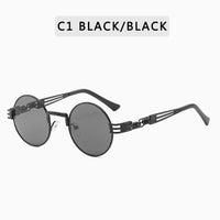 Retro Gothic Steampunk Round Sunglasses Men Women Round Frame Metal Surround Frame Sunglasses