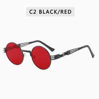 Retro Gothic Steampunk Round Sunglasses Men Women Round Frame Metal Surround Frame Sunglasses