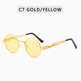 Retro Gothic Steampunk Round Sunglasses Men Women Round Frame Metal Surround Frame Sunglasses