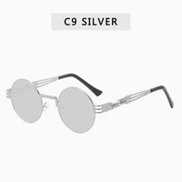 Retro Gothic Steampunk Round Sunglasses Men Women Round Frame Metal Surround Frame Sunglasses