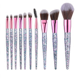 10 Pieces Glitter Makeup Brushes Set Crystal Handle Powder Brush Foundation Eyebrow Face Mascara Blush Eyeliner Tools Kits