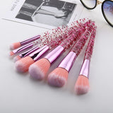 10 Pieces Glitter Makeup Brushes Set Crystal Handle Powder Brush Foundation Eyebrow Face Mascara Blush Eyeliner Tools Kits