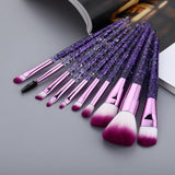 10 Pieces Glitter Makeup Brushes Set Crystal Handle Powder Brush Foundation Eyebrow Face Mascara Blush Eyeliner Tools Kits