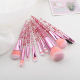 10 Pieces Glitter Makeup Brushes Set Crystal Handle Powder Brush Foundation Eyebrow Face Mascara Blush Eyeliner Tools Kits