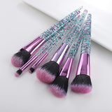 10 Pieces Glitter Makeup Brushes Set Crystal Handle Powder Brush Foundation Eyebrow Face Mascara Blush Eyeliner Tools Kits