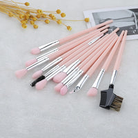 Makeup Brush Set 12pcs Professional Eye Shadow Eyeliner Eyelash Eyebrow Mascara Edge Control Brushes Set Tools Kit