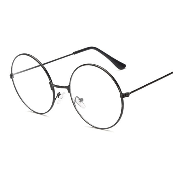 Metal Frame Clear Lens Glasses Nerd Geek Eyewear Eyeglasses Black Oversized Round Circle Eye Glasses