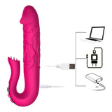 Telescopic Rotation AV Stick for Women Dildo Vibrator Tongue Licking G-spot Massage Clitoris Stimulator