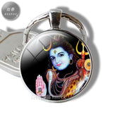 Krishna and Radha Glass Cabochon Pendant Metal Key Chains Yoga Fashion Jewelry Charm Pendant for Men Women Amulet Jewelry