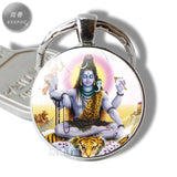 Krishna and Radha Glass Cabochon Pendant Metal Key Chains Yoga Fashion Jewelry Charm Pendant for Men Women Amulet Jewelry