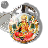 Krishna and Radha Glass Cabochon Pendant Metal Key Chains Yoga Fashion Jewelry Charm Pendant for Men Women Amulet Jewelry