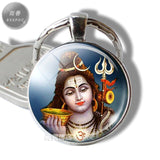 Krishna and Radha Glass Cabochon Pendant Metal Key Chains Yoga Fashion Jewelry Charm Pendant for Men Women Amulet Jewelry