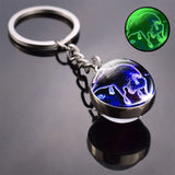 Glow In The Dark 12 Constellation Keychain Zodiac Signs Picture Double Side Cabochon Glass Ball Keychain Birthday Gifts