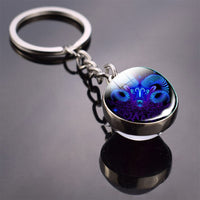 12 Constellation Keychain Double Side Cabochon Glass Ball Keychain Zodiac Signs Keyring Key Glowing In The Dark