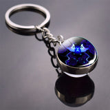 12 Constellation Keychain Double Side Cabochon Glass Ball Keychain Zodiac Signs Keyring Key Glowing In The Dark