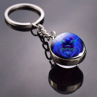 12 Constellation Keychain Double Side Cabochon Glass Ball Keychain Zodiac Signs Keyring Key Glowing In The Dark