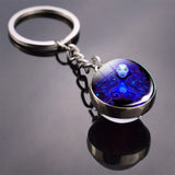 12 Constellation Keychain Double Side Cabochon Glass Ball Keychain Zodiac Signs Keyring Key Glowing In The Dark