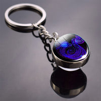 12 Constellation Keychain Double Side Cabochon Glass Ball Keychain Zodiac Signs Keyring Key Glowing In The Dark