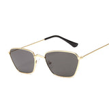 Cat Eye Sunglasses Women Design Lady Metal Small Frame Plain Sun Glasses Female UV400