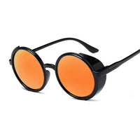 Round Steampunk Sunglasses Women Side Shield Goggles Plastic Frame Gothic Mirror Lens Sun Glasses Female