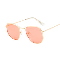 Small Polygonal Metal Sunglasses Women Sun Glasses Female Oval Eyewear UV400