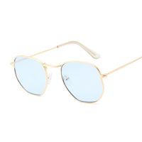 Small Polygonal Metal Sunglasses Women Sun Glasses Female Oval Eyewear UV400