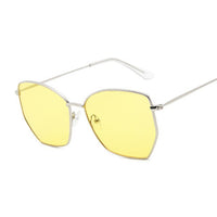 Cat Eye Sunglasses Women Classic Flat Lens Clear Sun Glasses Female Male Small Metal Frame Square