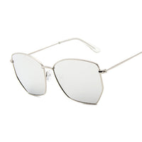 Cat Eye Sunglasses Women Classic Flat Lens Clear Sun Glasses Female Male Small Metal Frame Square