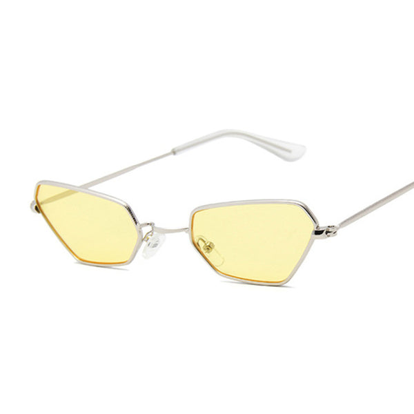 Small Cat Eye Sunglasses Women Shades Yellow Metal Color Sun Glasses for Female