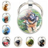 Lovely Dog Keychain Cute Dog Photo Glass Dome Pendant Metal Keyring Dog Lovers Gifts Men Women Fashionable Gifts