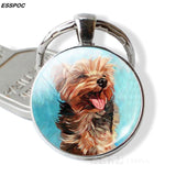 Lovely Dog Keychain Cute Dog Photo Glass Dome Pendant Metal Keyring Dog Lovers Gifts Men Women Fashionable Gifts