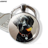 Lovely Dog Keychain Cute Dog Photo Glass Dome Pendant Metal Keyring Dog Lovers Gifts Men Women Fashionable Gifts