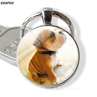 Lovely Dog Keychain Cute Dog Photo Glass Dome Pendant Metal Keyring Dog Lovers Gifts Men Women Fashionable Gifts