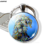 Lovely Dog Keychain Cute Dog Photo Glass Dome Pendant Metal Keyring Dog Lovers Gifts Men Women Fashionable Gifts