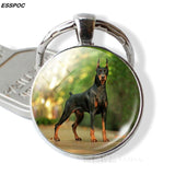 Lovely Dog Keychain Cute Dog Photo Glass Dome Pendant Metal Keyring Dog Lovers Gifts Men Women Fashionable Gifts