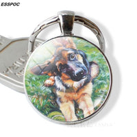 Lovely Dog Keychain Cute Dog Photo Glass Dome Pendant Metal Keyring Dog Lovers Gifts Men Women Fashionable Gifts