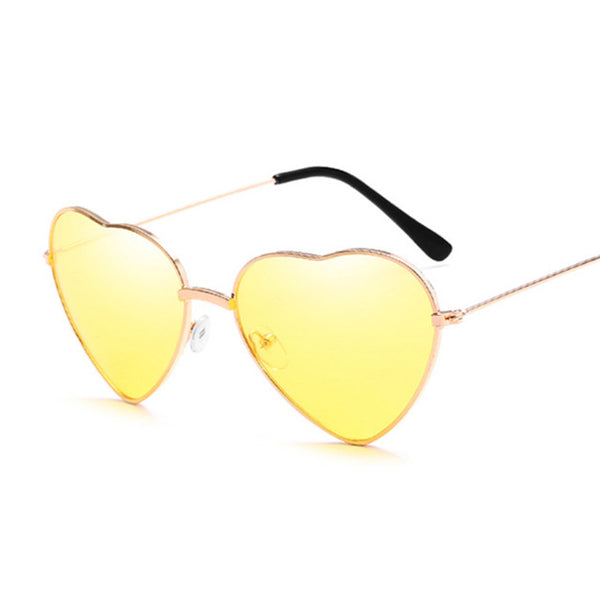 Cat Eye Heart Sunglasses Women Metal Frame Mirror UV400 Sun Glasses Female De Femme