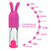 G-spot Massager 10 Speeds USB Rechargeable Strong Vibration Waterproof With Rabbit Cap Mini Bullet Vibrator for Women