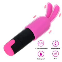 G-spot Massager 10 Speeds USB Rechargeable Strong Vibration Waterproof With Rabbit Cap Mini Bullet Vibrator for Women