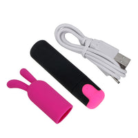 G-spot Massager 10 Speeds USB Rechargeable Strong Vibration Waterproof With Rabbit Cap Mini Bullet Vibrator for Women