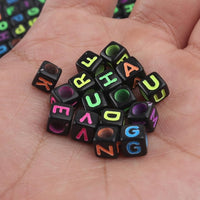 Mixed Letter Acrylic Beads Round Flat Alphabet Digital Cube Loose Spacer Beads For Jewelry Making Handmade Diy Bracelet Necklace