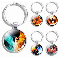 Phoenix Keychain Steampunk Animal Phoenix Photo Glass Cabochon Keychain Accessories Gifts for Women