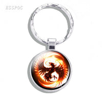 Phoenix Keychain Steampunk Animal Phoenix Photo Glass Cabochon Keychain Accessories Gifts for Women