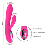 12 Speed Rabbit Dildo Heating Vibrator Clitoris Stimulator G Spot Vaginal Massager for Women Adult Product