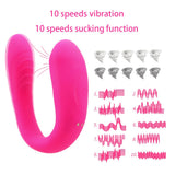 G-spot Vibrator Couple Share U Shape Bendable Sucking Vibrator for Couple Clitoris Vagina Stimulator Vibrator