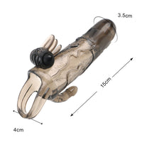 Penis Extender Reusable Delayed Ejaculation Adult Man Cock Enlargement Double Vibrator Penis Sleeve Condom for Men