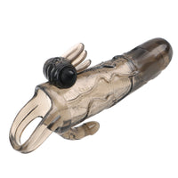 Penis Extender Reusable Delayed Ejaculation Adult Man Cock Enlargement Double Vibrator Penis Sleeve Condom for Men