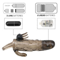 Penis Extender Reusable Delayed Ejaculation Adult Man Cock Enlargement Double Vibrator Penis Sleeve Condom for Men