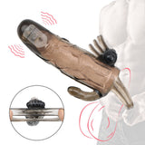 Penis Extender Reusable Delayed Ejaculation Adult Man Cock Enlargement Double Vibrator Penis Sleeve Condom for Men