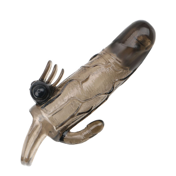 Penis Extender Reusable Delayed Ejaculation Adult Man Cock Enlargement Double Vibrator Penis Sleeve Condom for Men